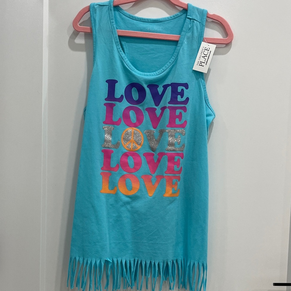 The Children's Place Turquoise Love Fringe Tank Top